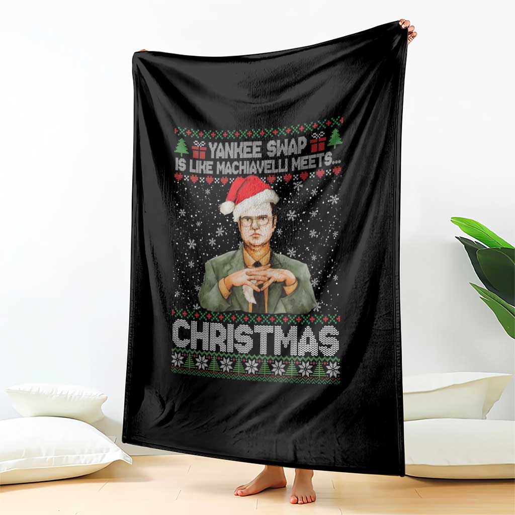 Funny Christmas Office Movie Throw Blanket Yankee Swap Is Like Machiavelli Meets Christmas - Wonder Print Shop