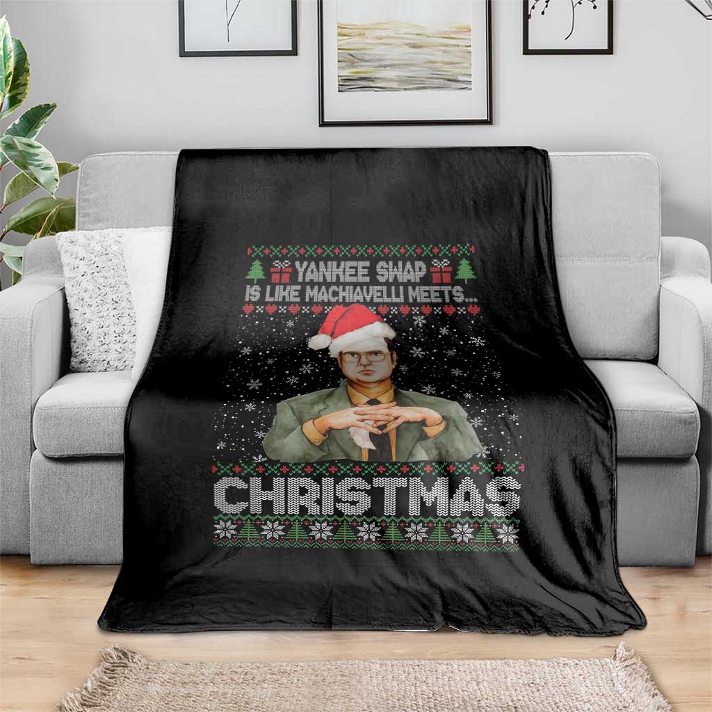 Funny Christmas Office Movie Throw Blanket Yankee Swap Is Like Machiavelli Meets Christmas - Wonder Print Shop