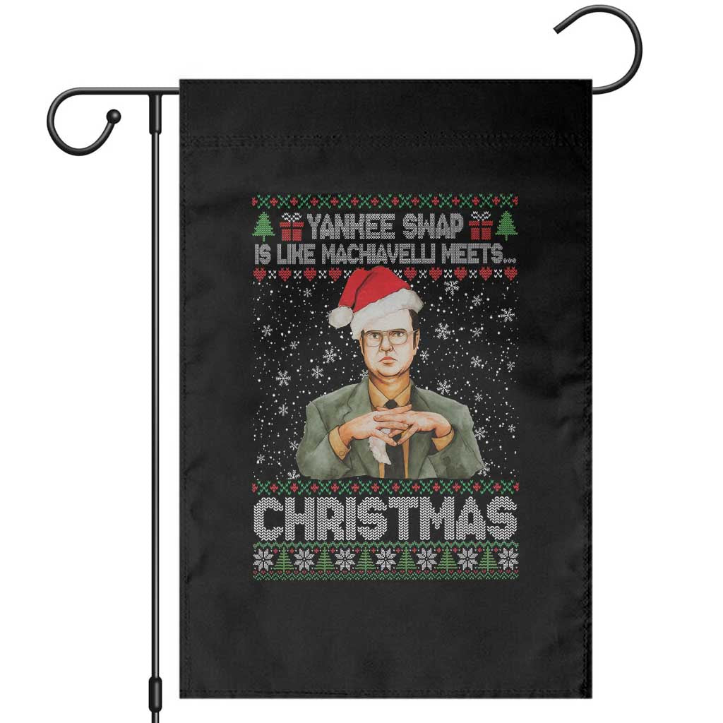 Funny Christmas Office Movie Garden Flag Yankee Swap Is Like Machiavelli Meets Christmas - Wonder Print Shop