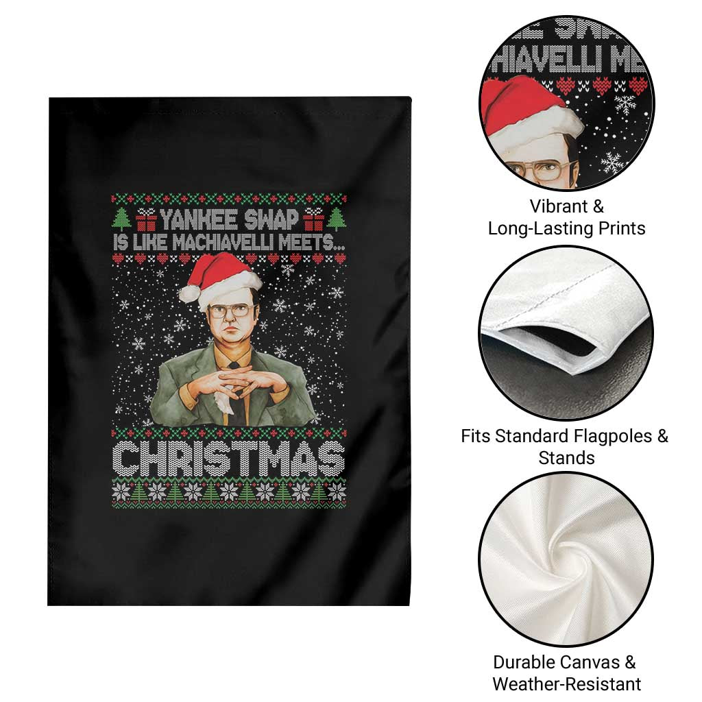 Funny Christmas Office Movie Garden Flag Yankee Swap Is Like Machiavelli Meets Christmas - Wonder Print Shop