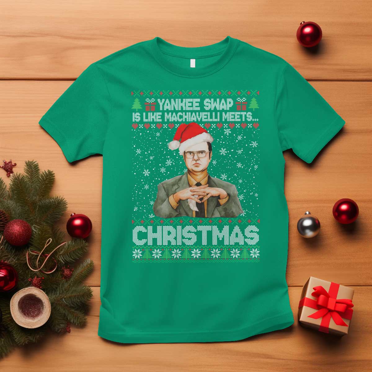Funny Christmas The Office Movie T Shirt Yankee Swap Is Like Machiavelli Meets Christmas - Wonder Print Shop