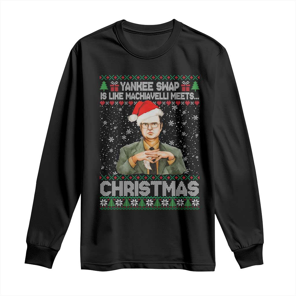 Funny Christmas The Office Movie Long Sleeve Shirt Yankee Swap Is Like Machiavelli Meets Christmas - Wonder Print Shop