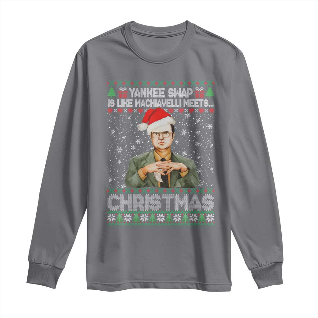 Funny Christmas The Office Movie Long Sleeve Shirt Yankee Swap Is Like Machiavelli Meets Christmas - Wonder Print Shop