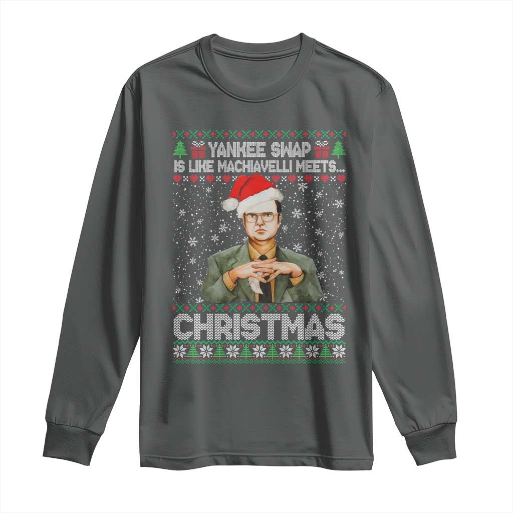 Funny Christmas The Office Movie Long Sleeve Shirt Yankee Swap Is Like Machiavelli Meets Christmas - Wonder Print Shop