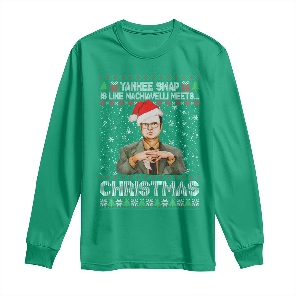 Funny Christmas The Office Movie Long Sleeve Shirt Yankee Swap Is Like Machiavelli Meets Christmas - Wonder Print Shop