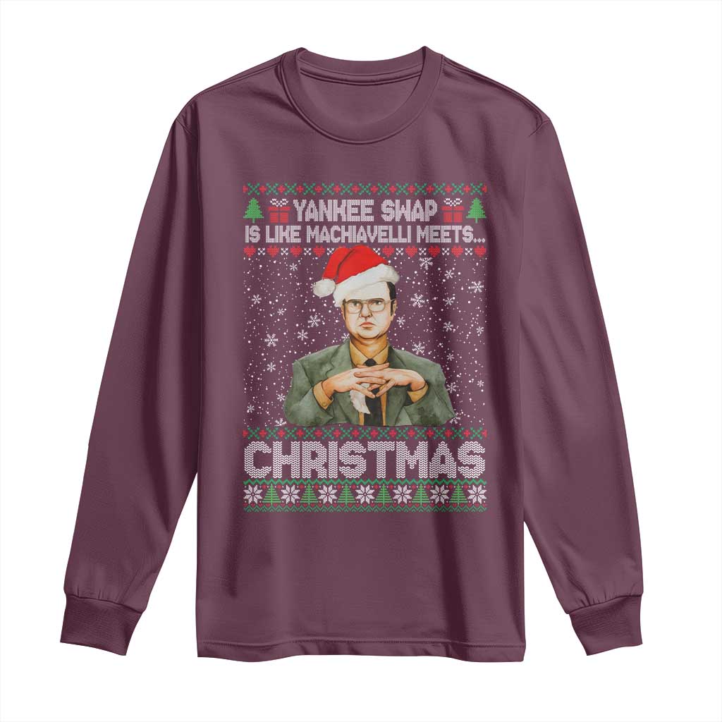 Funny Christmas The Office Movie Long Sleeve Shirt Yankee Swap Is Like Machiavelli Meets Christmas - Wonder Print Shop