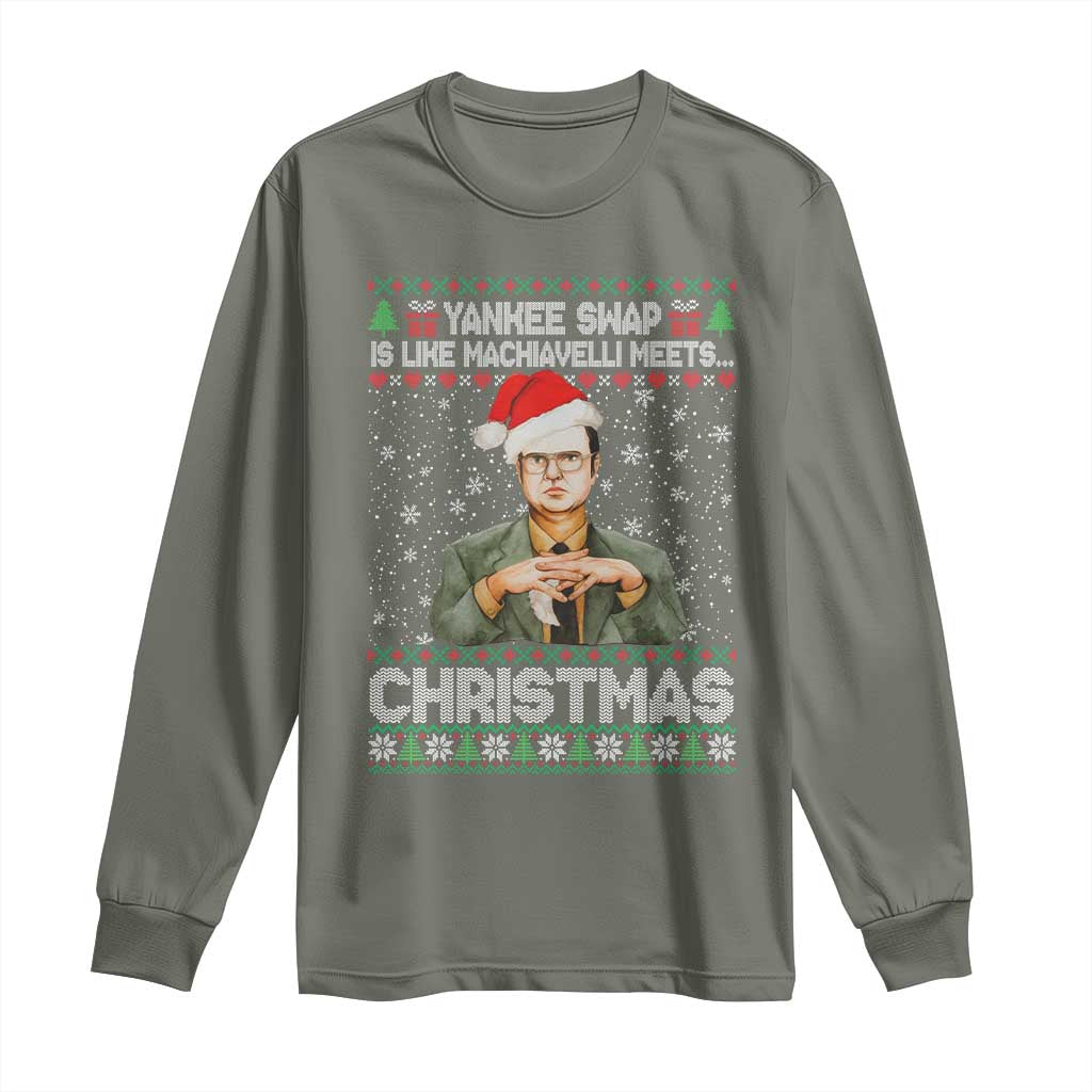 Funny Christmas The Office Movie Long Sleeve Shirt Yankee Swap Is Like Machiavelli Meets Christmas - Wonder Print Shop