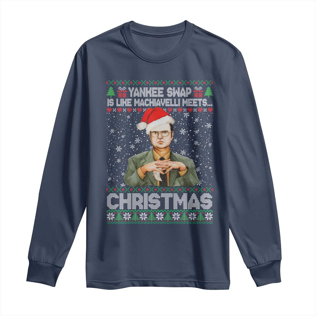Funny Christmas The Office Movie Long Sleeve Shirt Yankee Swap Is Like Machiavelli Meets Christmas - Wonder Print Shop