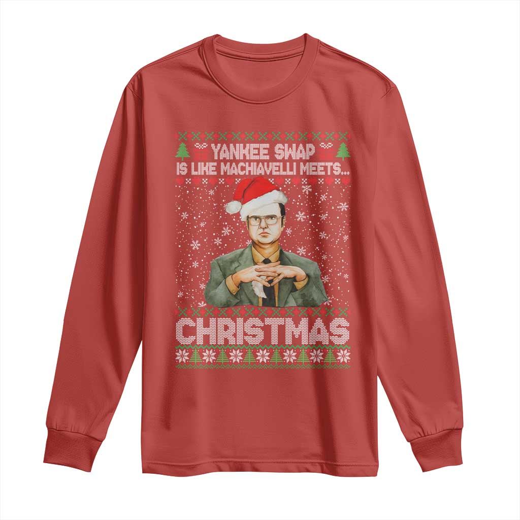 Funny Christmas The Office Movie Long Sleeve Shirt Yankee Swap Is Like Machiavelli Meets Christmas - Wonder Print Shop