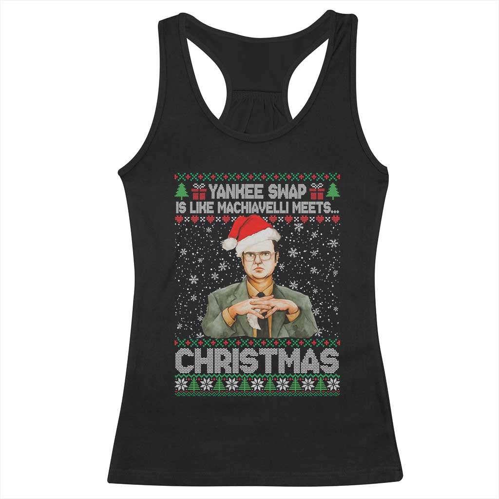 Funny Christmas The Office Movie Racerback Tank Top Yankee Swap Is Like Machiavelli Meets Christmas - Wonder Print Shop