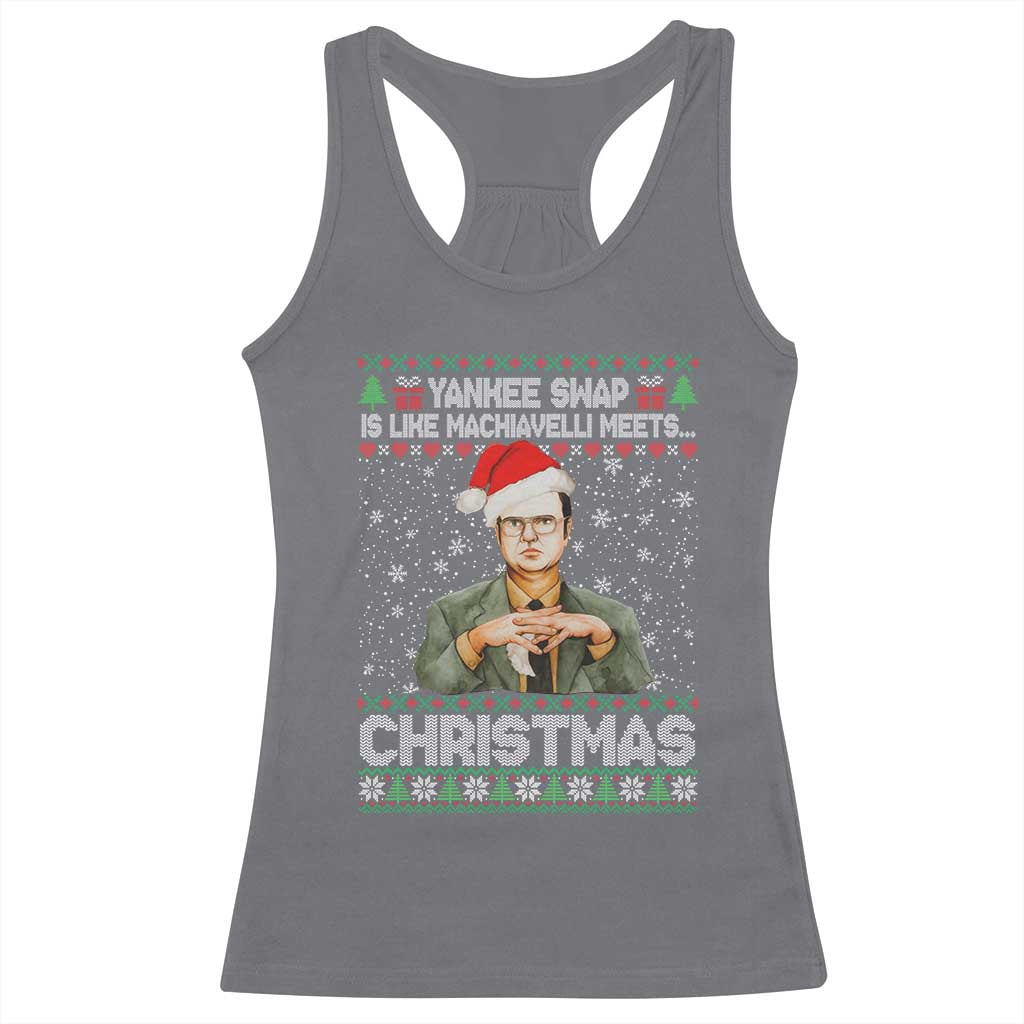 Funny Christmas The Office Movie Racerback Tank Top Yankee Swap Is Like Machiavelli Meets Christmas - Wonder Print Shop