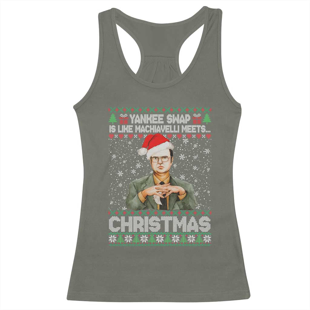Funny Christmas The Office Movie Racerback Tank Top Yankee Swap Is Like Machiavelli Meets Christmas - Wonder Print Shop