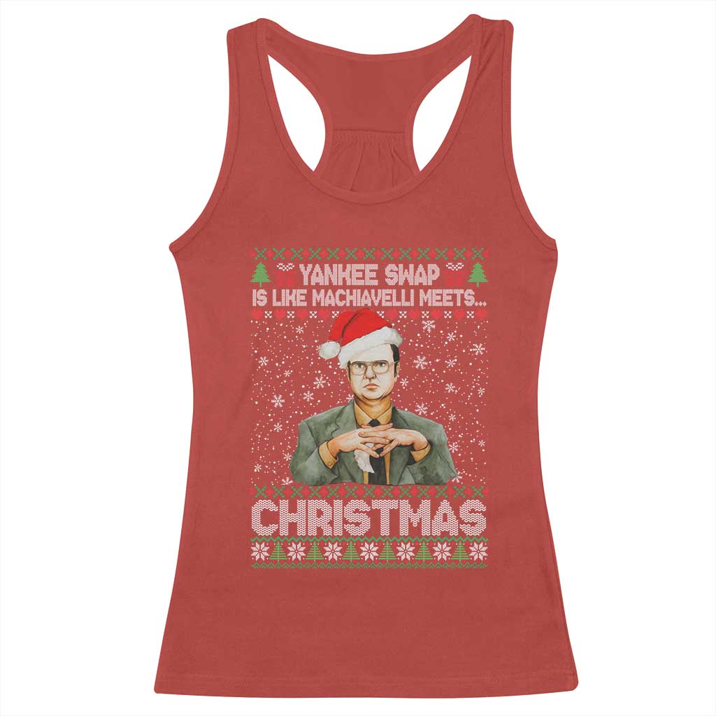 Funny Christmas The Office Movie Racerback Tank Top Yankee Swap Is Like Machiavelli Meets Christmas - Wonder Print Shop