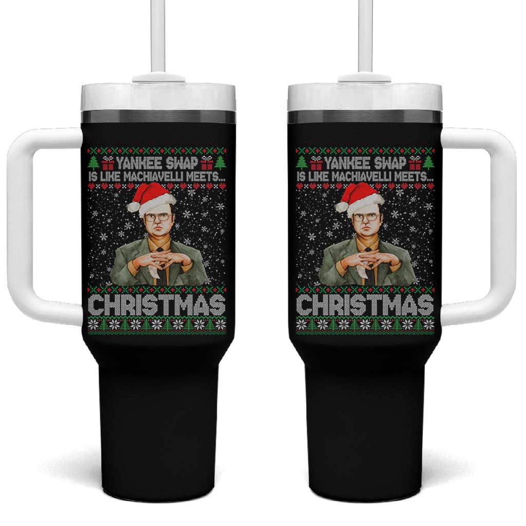 Funny Christmas Office Movie Tumbler With Handle Yankee Swap Is Like Machiavelli Meets Christmas - Wonder Print Shop