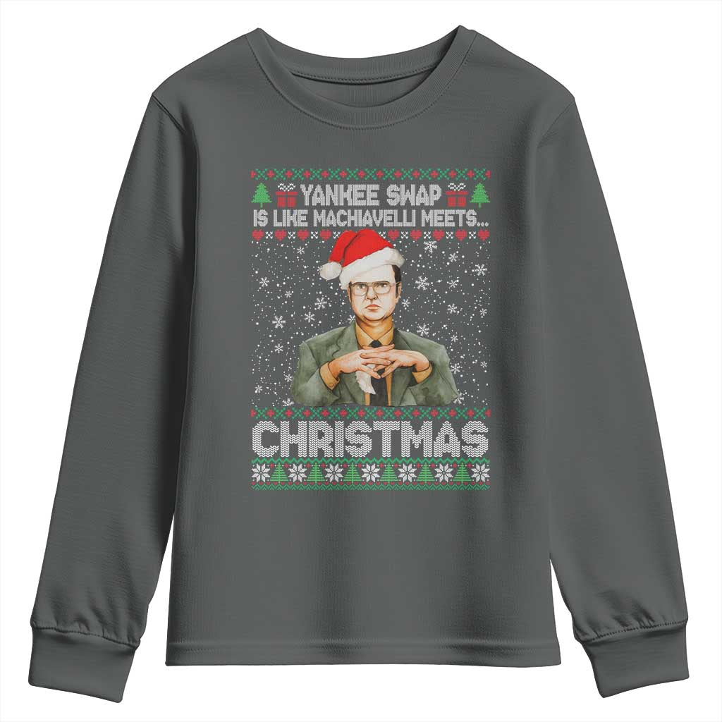 Funny Christmas The Office Movie Youth Sweatshirt Yankee Swap Is Like Machiavelli Meets Christmas - Wonder Print Shop