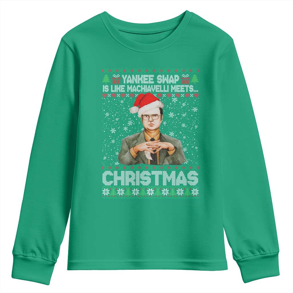 Funny Christmas The Office Movie Youth Sweatshirt Yankee Swap Is Like Machiavelli Meets Christmas - Wonder Print Shop