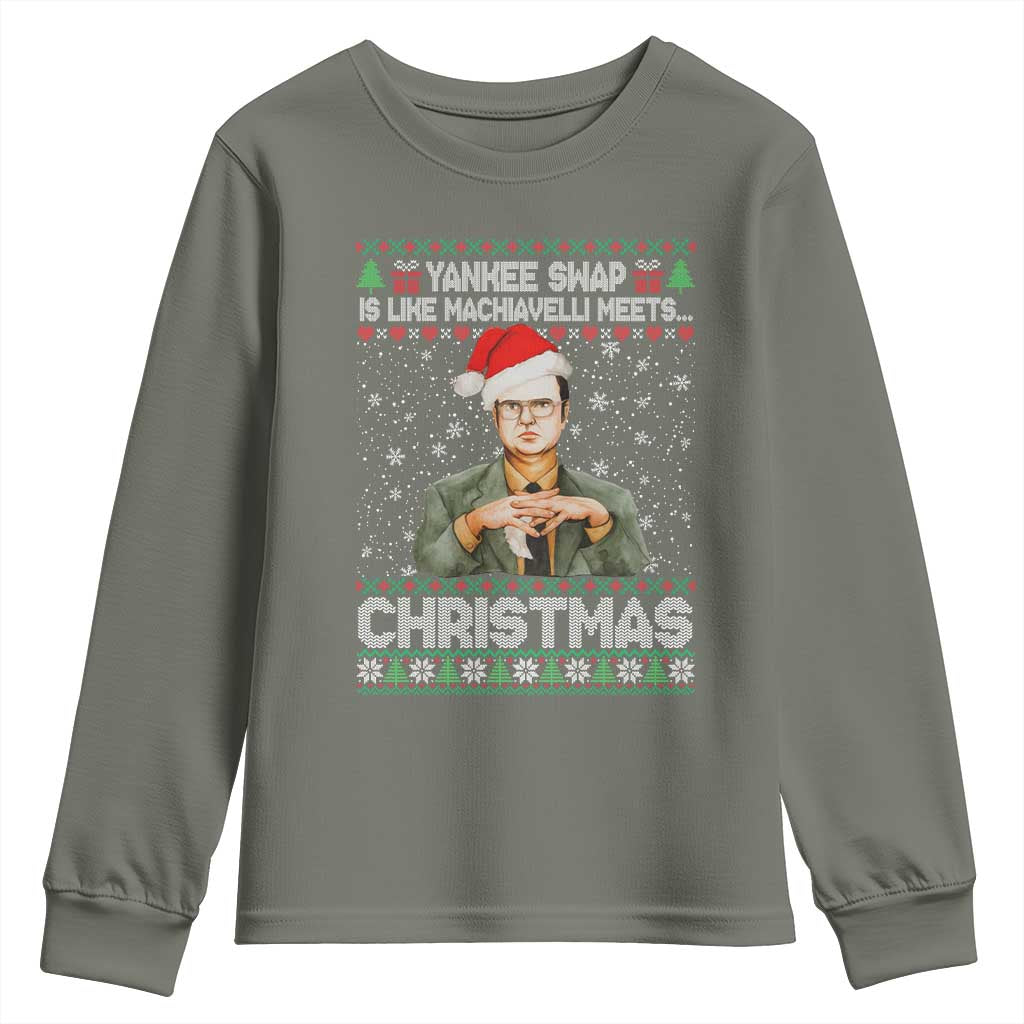 Funny Christmas The Office Movie Youth Sweatshirt Yankee Swap Is Like Machiavelli Meets Christmas - Wonder Print Shop