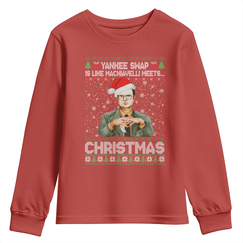 Funny Christmas The Office Movie Youth Sweatshirt Yankee Swap Is Like Machiavelli Meets Christmas - Wonder Print Shop