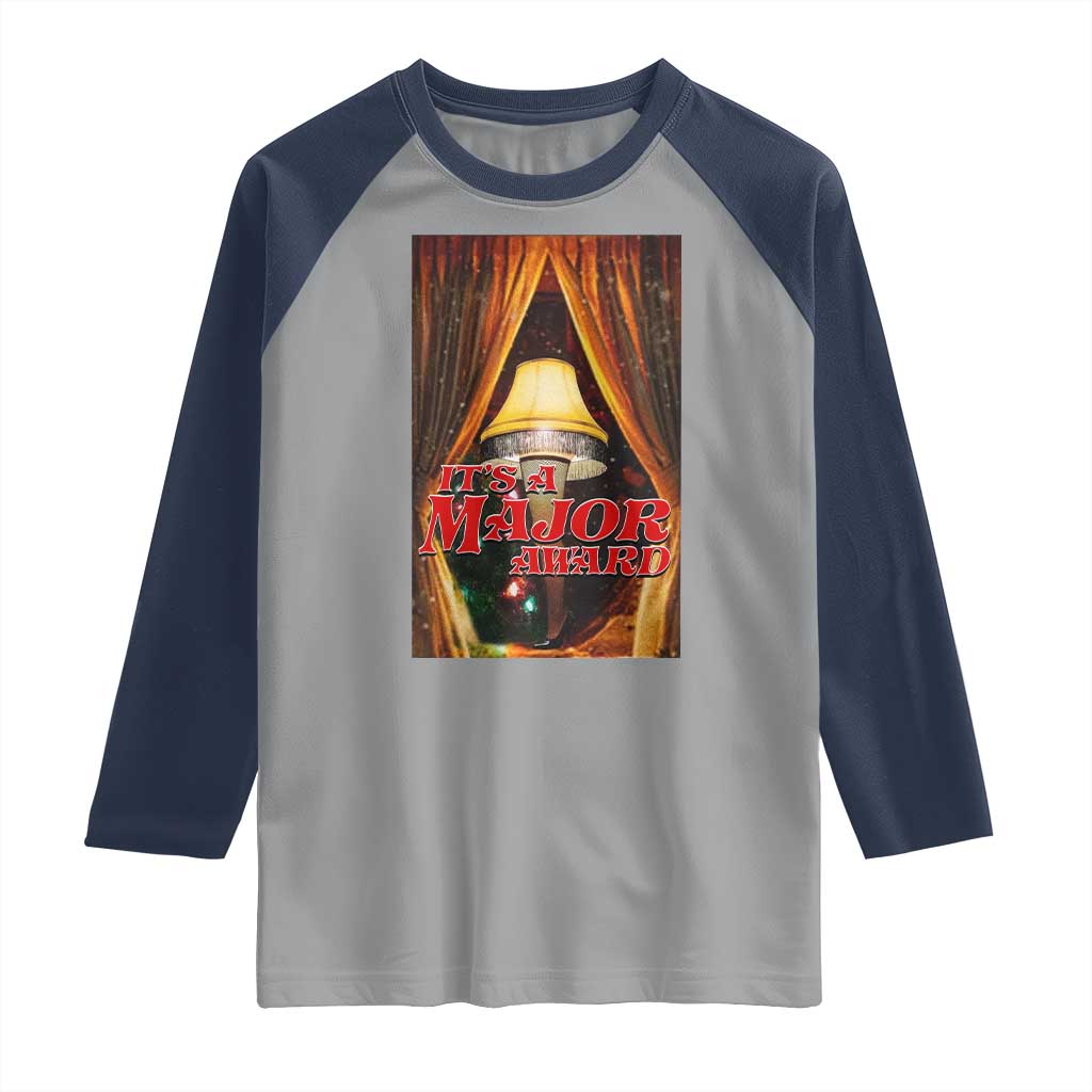 Funny Christmas Movie It Is A Major Award Raglan Shirt Italian Leg Lamp - Wonder Print Shop