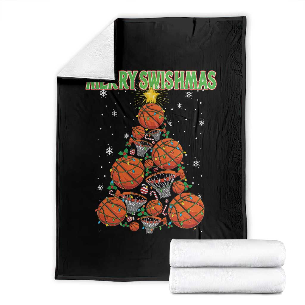 Christmas Basketball Merry Swishmas Throw Blanket Basketball Xmas Tree - Wonder Print Shop