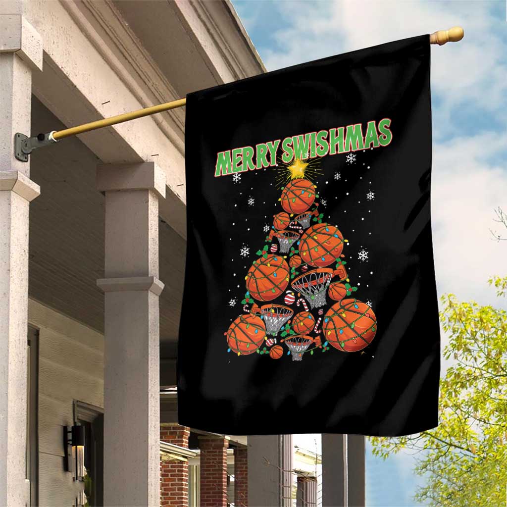 Christmas Basketball Merry Swishmas Garden Flag Basketball Xmas Tree - Wonder Print Shop