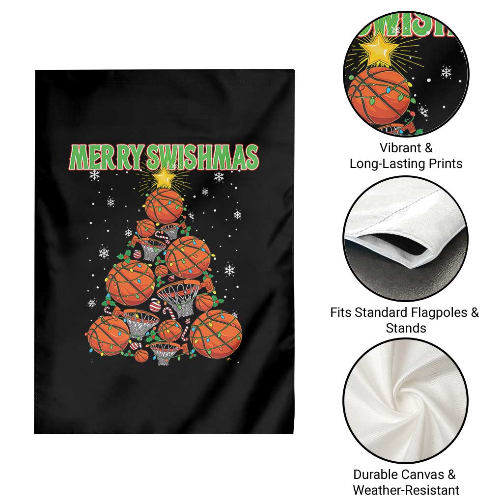 Christmas Basketball Merry Swishmas Garden Flag Basketball Xmas Tree - Wonder Print Shop