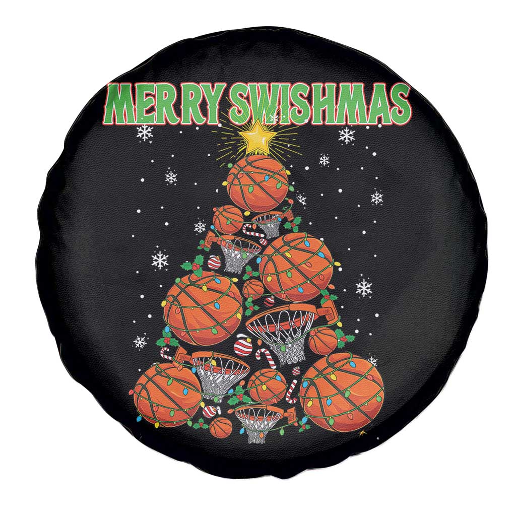 Christmas Basketball Merry Swishmas Spare Tire Cover Basketball Xmas Tree - Wonder Print Shop