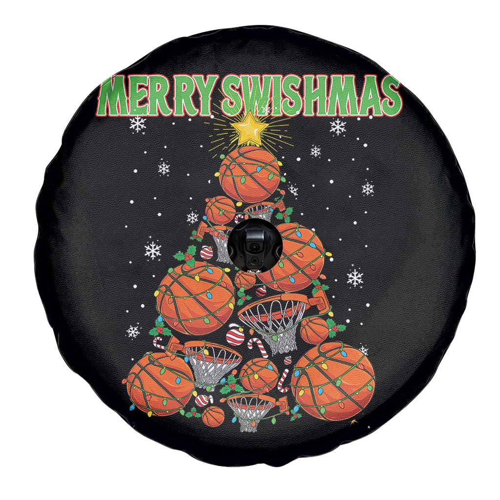 Christmas Basketball Merry Swishmas Spare Tire Cover Basketball Xmas Tree - Wonder Print Shop