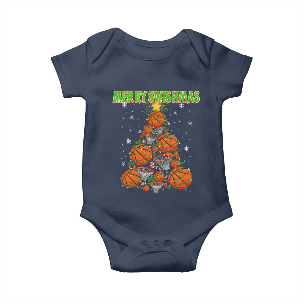 Christmas Basketball Merry Swishmas Baby Onesie Basketball Xmas Tree - Wonder Print Shop
