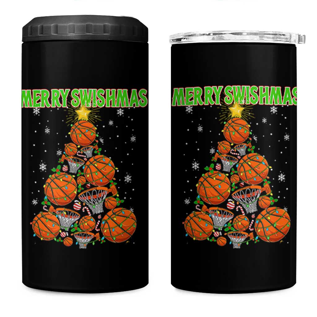 Christmas Basketball Merry Swishmas 4 in 1 Can Cooler Tumbler Basketball Xmas Tree - Wonder Print Shop