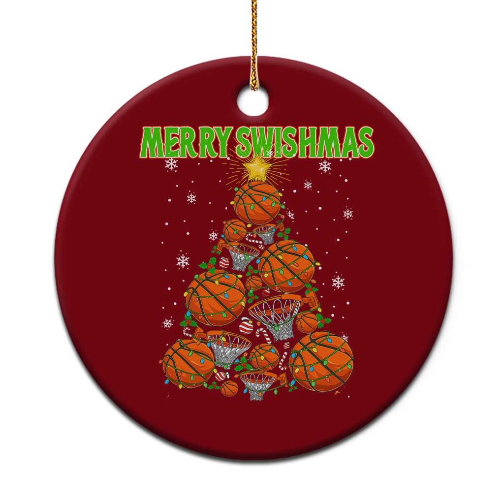 Christmas Basketball Merry Swishmas Ceramic Ornament Basketball Xmas Tree - Wonder Print Shop