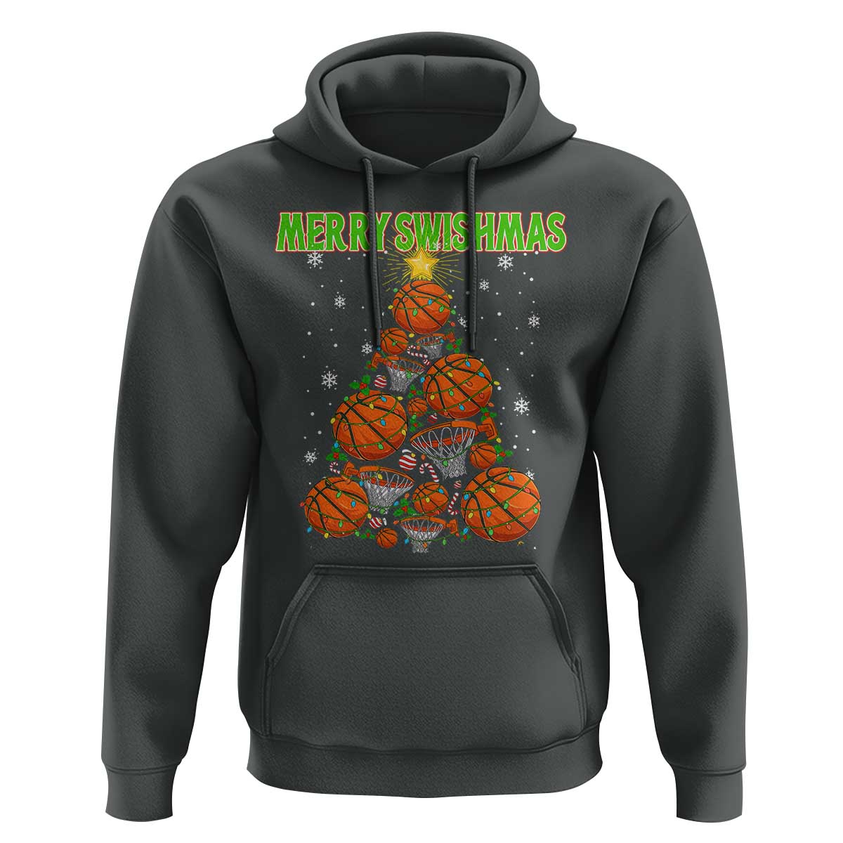 Christmas Basketball Merry Swishmas Hoodie Basketball Xmas Tree - Wonder Print Shop