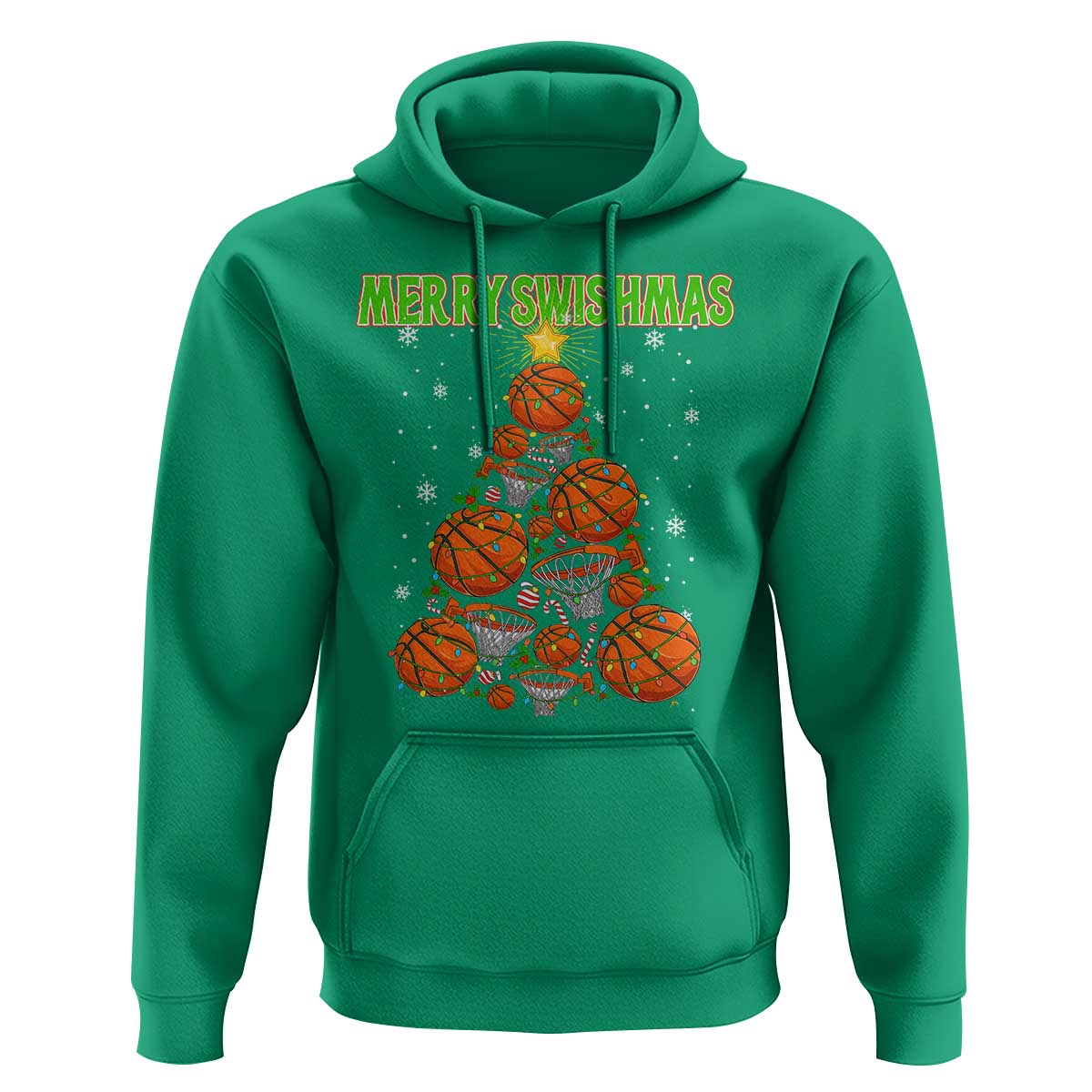 Christmas Basketball Merry Swishmas Hoodie Basketball Xmas Tree - Wonder Print Shop