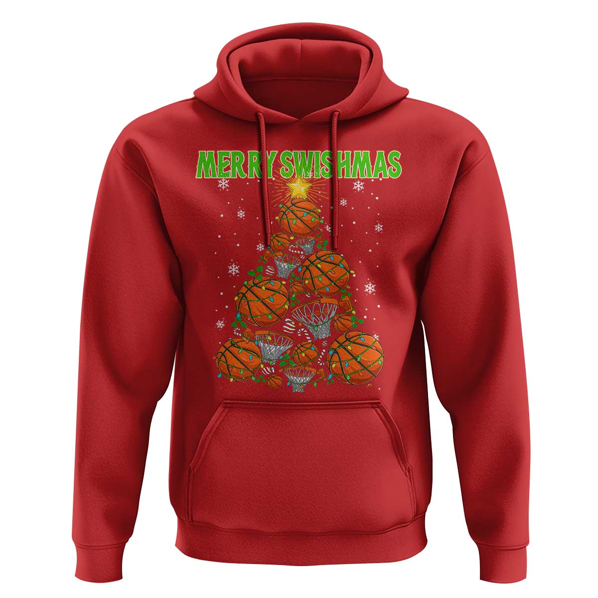 Christmas Basketball Merry Swishmas Hoodie Basketball Xmas Tree - Wonder Print Shop