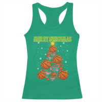 Christmas Basketball Merry Swishmas Racerback Tank Top Basketball Xmas Tree - Wonder Print Shop