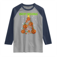 Christmas Basketball Merry Swishmas Raglan Shirt Basketball Xmas Tree - Wonder Print Shop