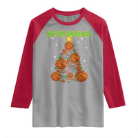Christmas Basketball Merry Swishmas Raglan Shirt Basketball Xmas Tree - Wonder Print Shop