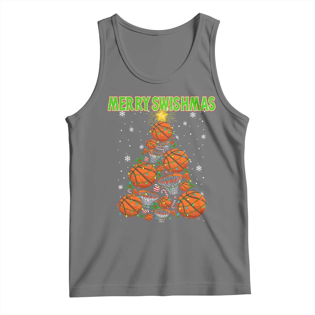 Christmas Basketball Merry Swishmas Tank Top Basketball Xmas Tree - Wonder Print Shop