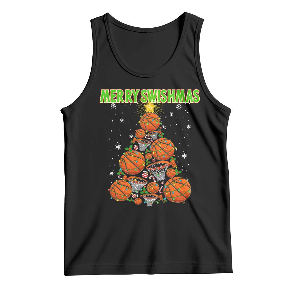 Christmas Basketball Merry Swishmas Tank Top Basketball Xmas Tree - Wonder Print Shop