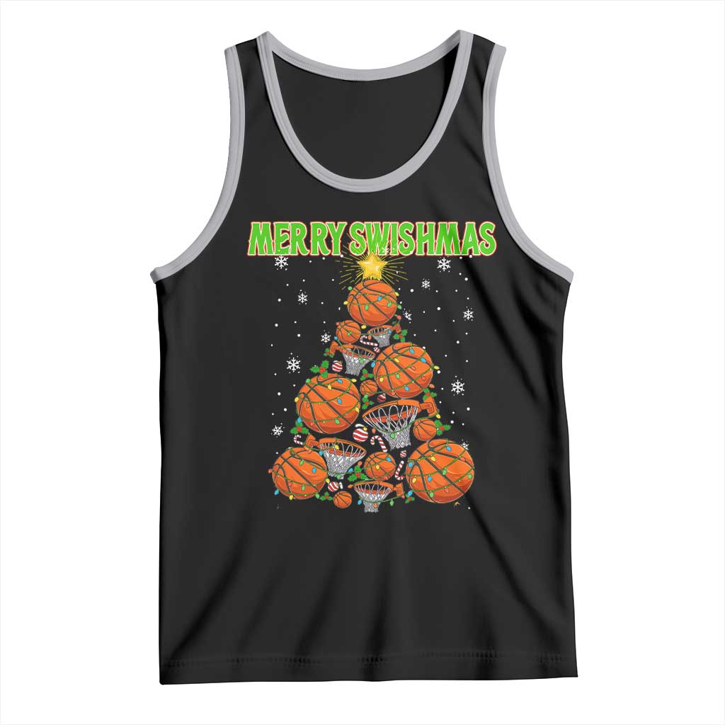 Christmas Basketball Merry Swishmas Tank Top Basketball Xmas Tree - Wonder Print Shop