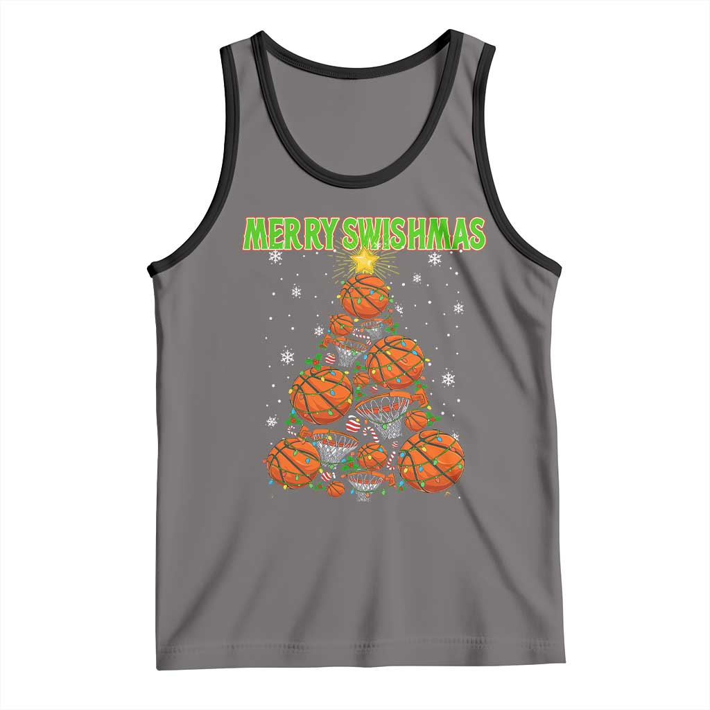 Christmas Basketball Merry Swishmas Tank Top Basketball Xmas Tree - Wonder Print Shop