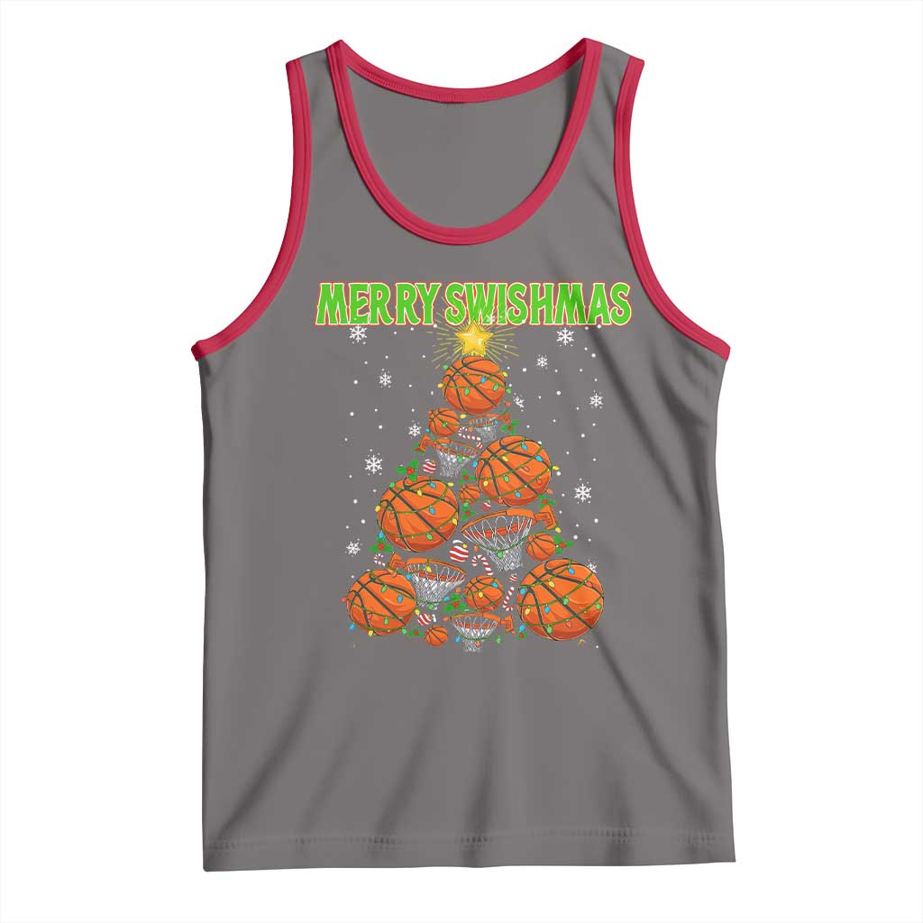 Christmas Basketball Merry Swishmas Tank Top Basketball Xmas Tree - Wonder Print Shop