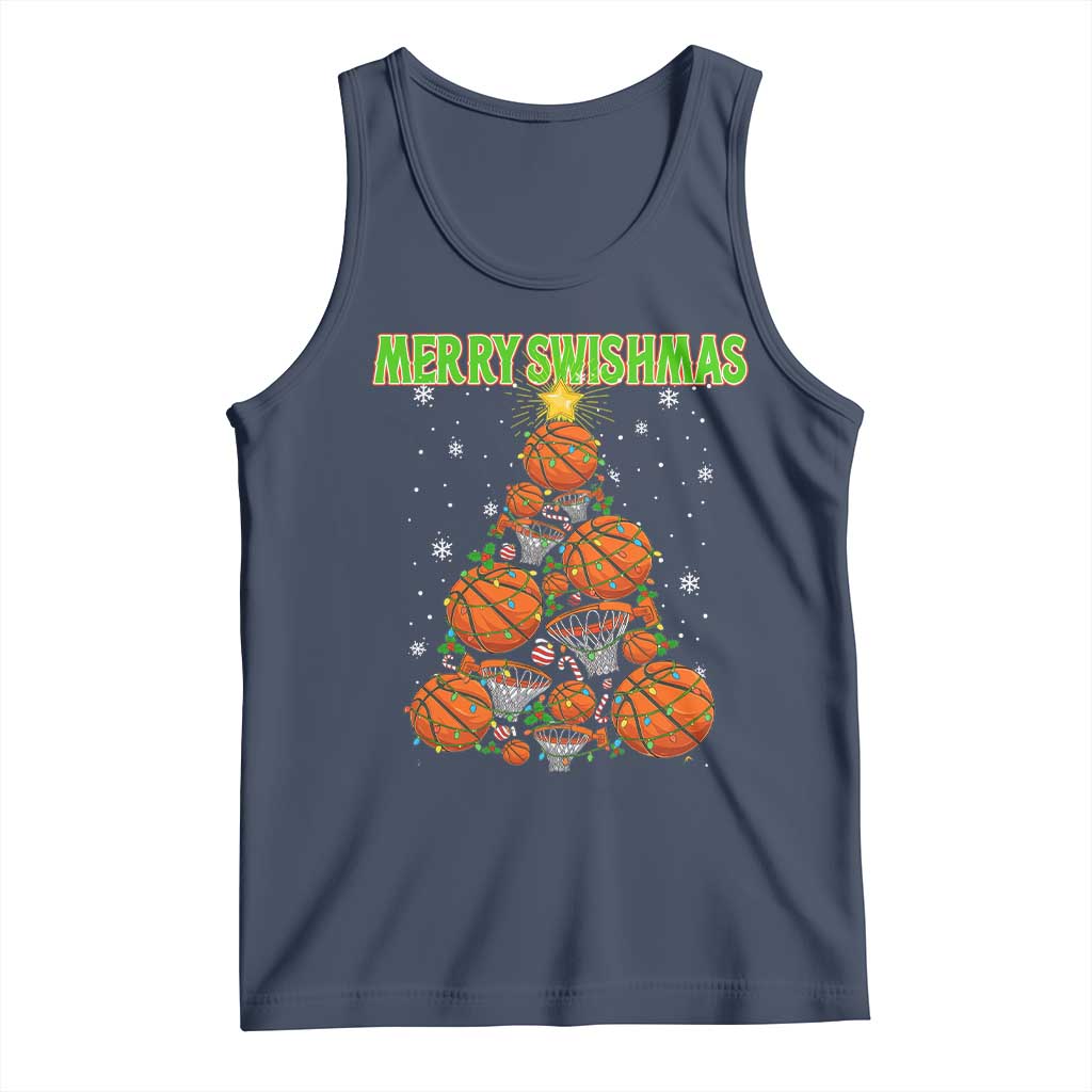 Christmas Basketball Merry Swishmas Tank Top Basketball Xmas Tree - Wonder Print Shop