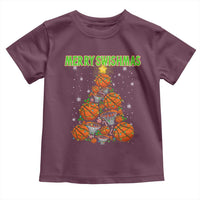 Christmas Basketball Merry Swishmas Toddler T Shirt Basketball Xmas Tree - Wonder Print Shop