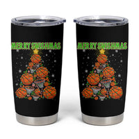 Christmas Basketball Merry Swishmas Tumbler Cup Basketball Xmas Tree - Wonder Print Shop