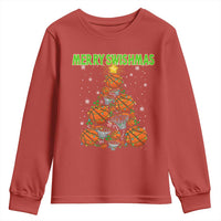 Christmas Basketball Merry Swishmas Youth Sweatshirt Basketball Xmas Tree - Wonder Print Shop