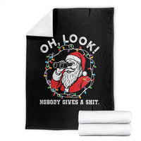 Funny Christmas Santa Oh Look Nobody Gives A Shit Throw Blanket - Wonder Print Shop