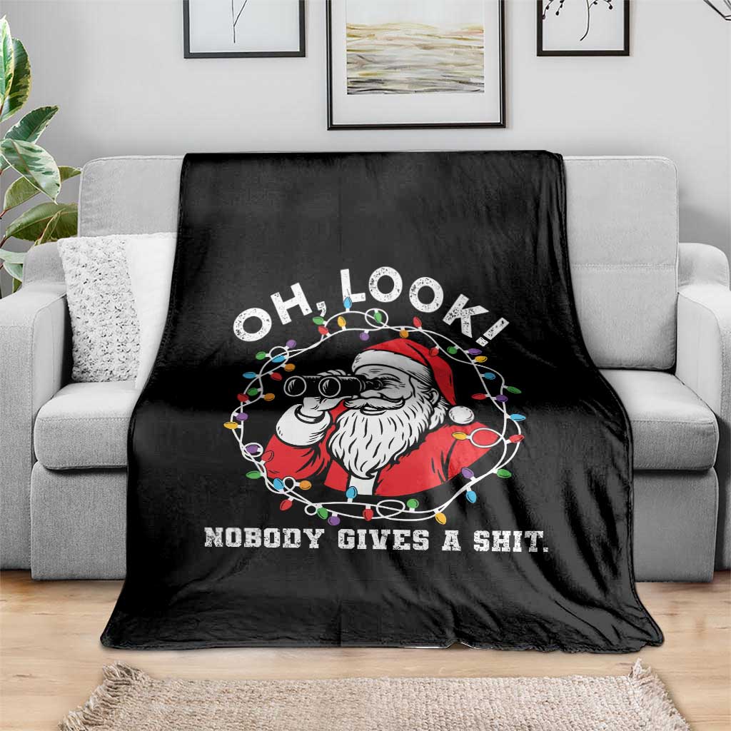 Funny Christmas Santa Oh Look Nobody Gives A Shit Throw Blanket - Wonder Print Shop