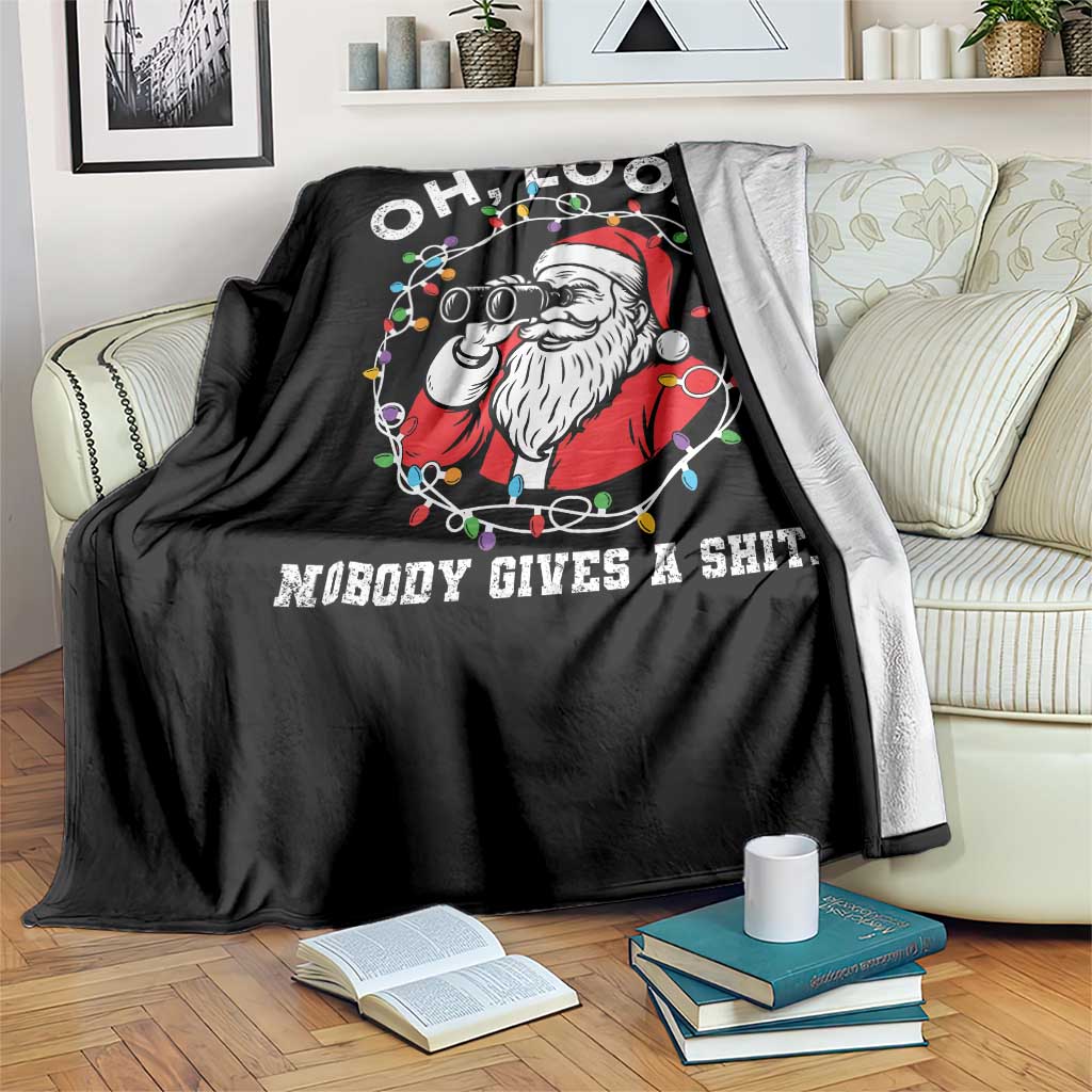 Funny Christmas Santa Oh Look Nobody Gives A Shit Throw Blanket - Wonder Print Shop