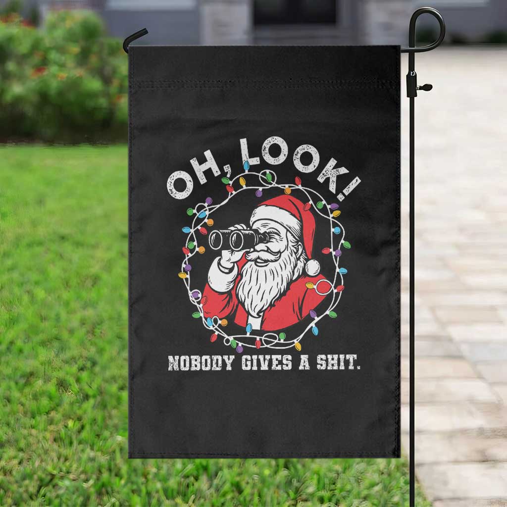 Funny Christmas Santa Oh Look Nobody Gives A Shit Garden Flag - Wonder Print Shop